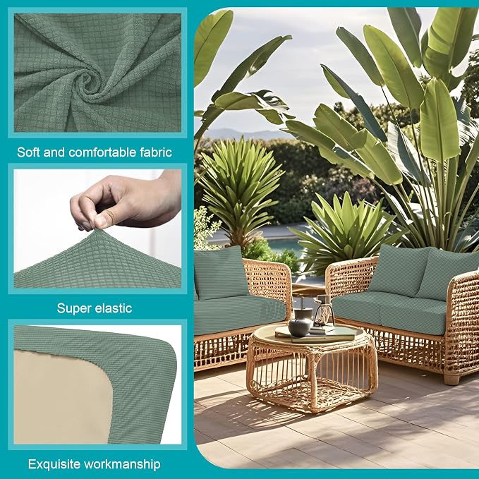 14Pcs Stretch Patio Cushion Covers, Outdoor Couch Covers Replacement, Outdoor - Image 3