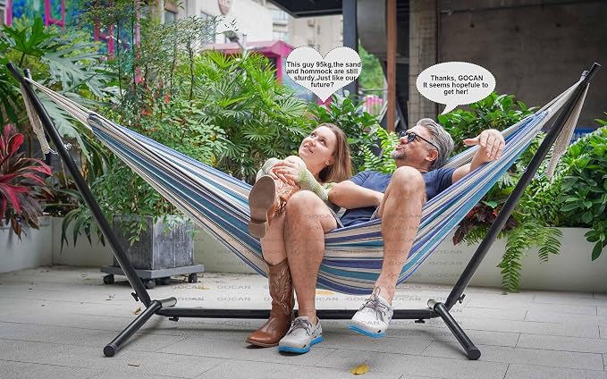 Double Hammock 2 Person Extra Large 330X150cm Load Capacity 600Pound Canvas - Image 2