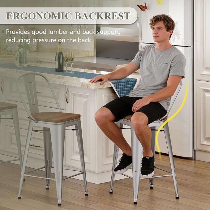 Yongqiang 30 inch Bar Stools Set of 4 Modern Farmhouse Bar Height Stools - Image 5