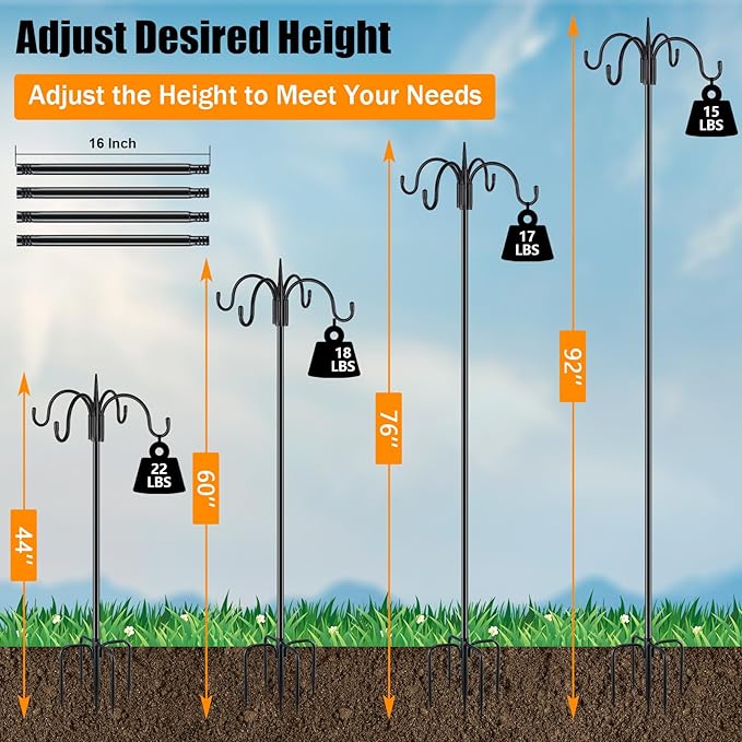 FEED GARDEN [Upgrade Version 92 Inch Four Shepherd Hooks - Image 2