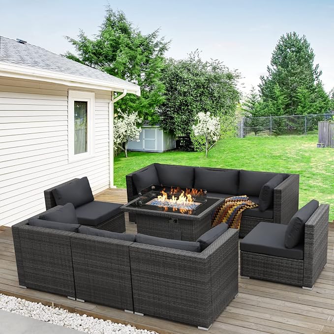BULEXYARD 9 Piece High Back Outdoor Sectional Seating by BULEXYARDFURNITURE