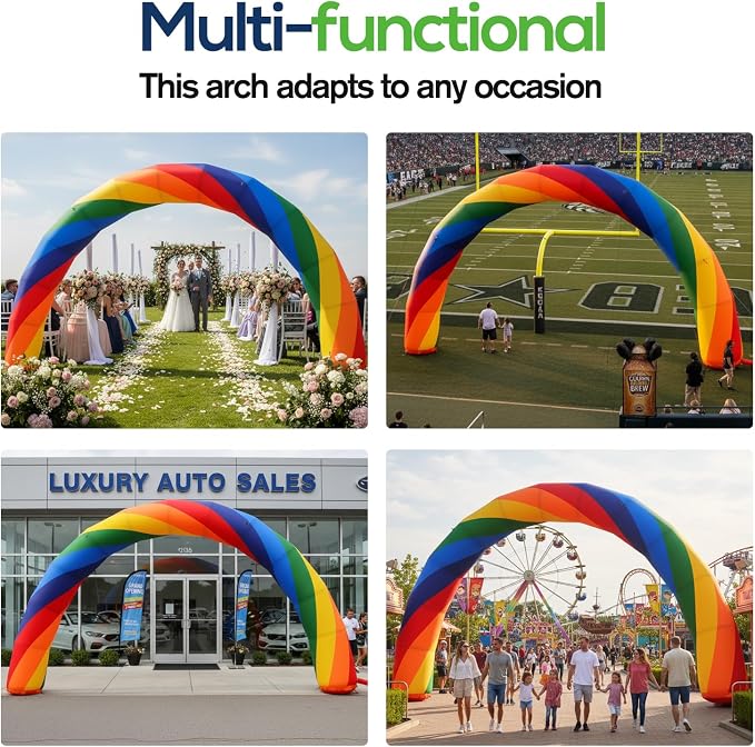 Inflatable Rainbow Arch 20ftx10ft Inflatable Archway Outdoor Holiday Decorations - Image 7