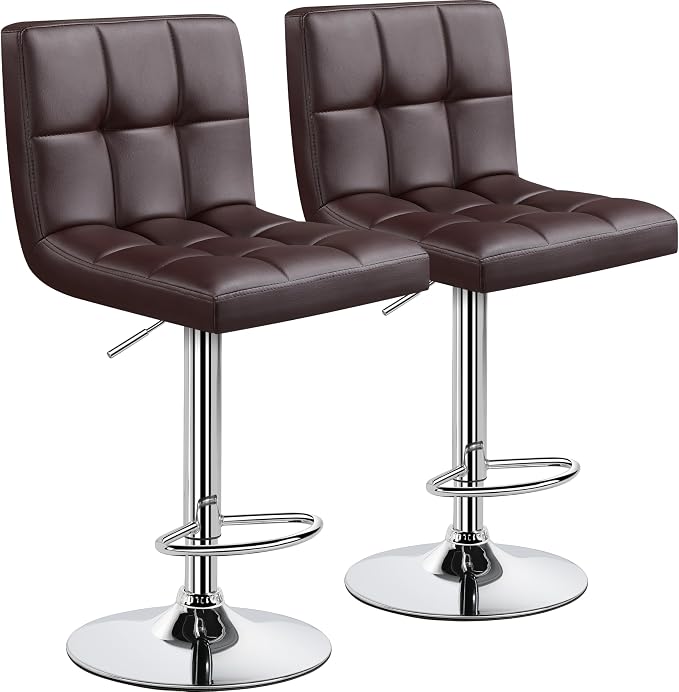 Yaheetech Bar Stools Set of 2, Adjustable PU Leather Swivel Barstools, Modern by Yaheetech