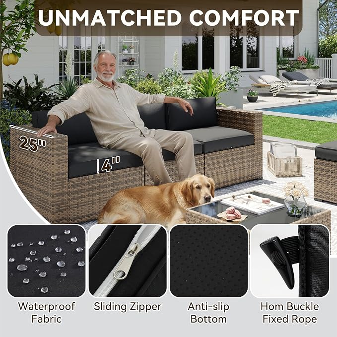 Aoxun Patio Furniture Sets, 15-Piece Outdoor Patio Furniture - Image 4