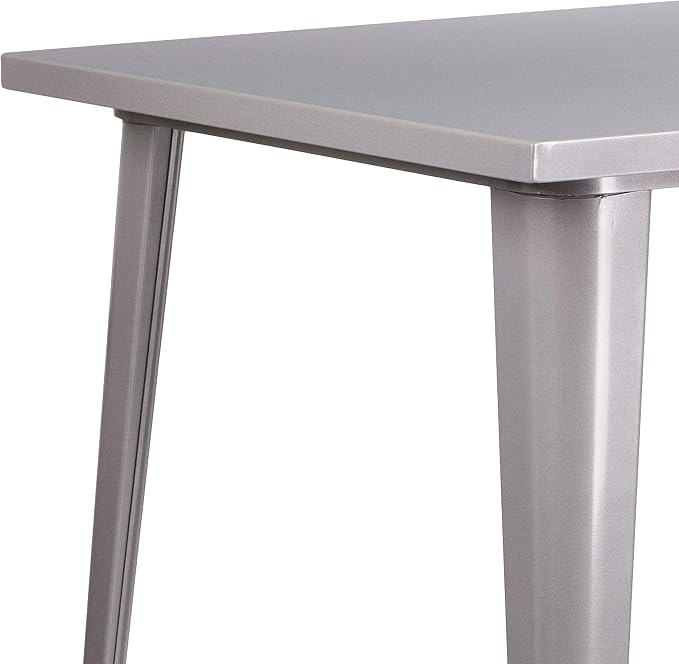 EMMA + OLIVER Commercial Grade 31.5" Square Silver Metal Indoor-Outdoor Bar - Image 5