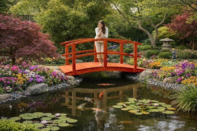 6 FT Cedar Amish Made Garden Bridge - Image 7