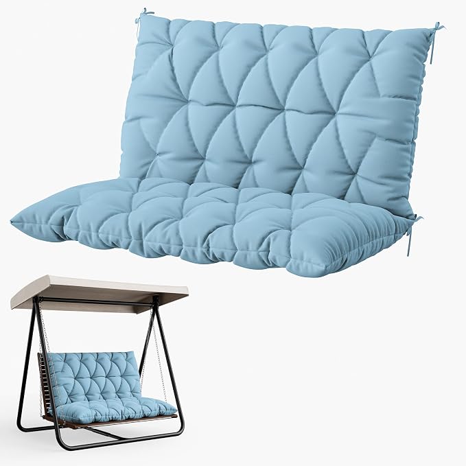 Porch Swing Cushion with Backrest 2-3 Seater Outdoor Bench Cushions Waterproof by Snubbull