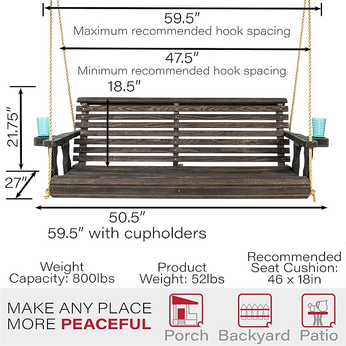Amish Casual Heavy Duty 800 Lb Roll Back Treated Porch Swing - Image 6