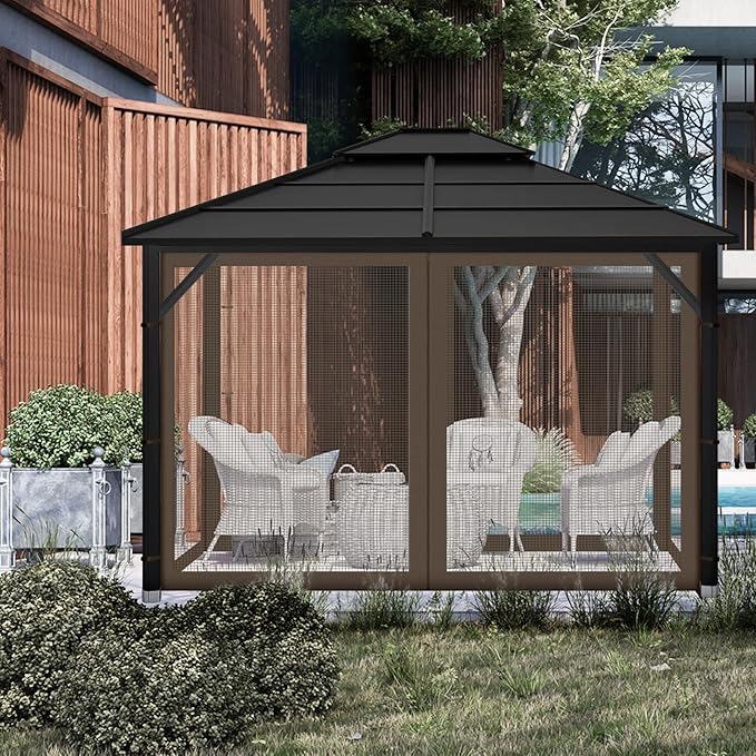 Gazebo Replacement Mosquito Netting Outdoor Universal Gazebo Canopy 4-Panels - Image 7