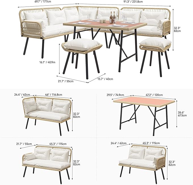YITAHOME Patio Wicker L-Shaped Furniture Set, All-Weather Rattan Outdoor - Image 8