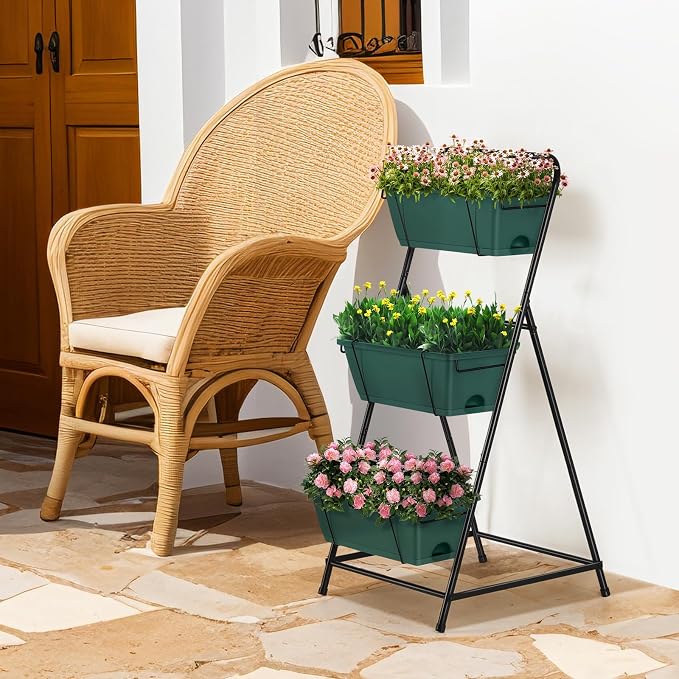 Vertical Raised Garden Bed 3 Tier Garden Planter Standing Planter Box Herb - Image 7