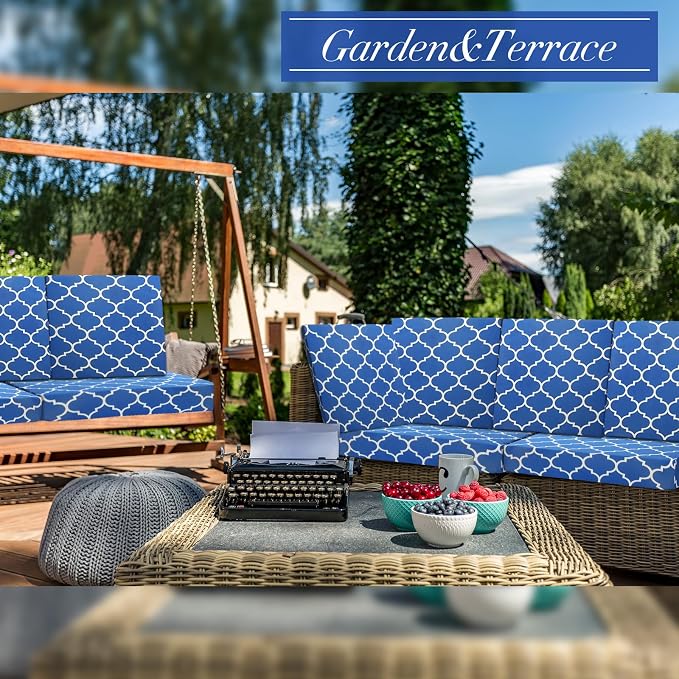 Newwiee 8 Pcs Stretch Patio Outdoor Cushion Covers Waterproof Replacement Sofa - Image 3