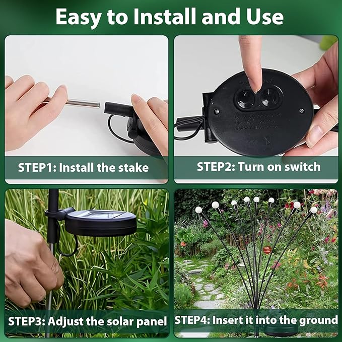12-Pack Garden Solar Lights, 96 LED Solar Lights Outdoor - Image 2