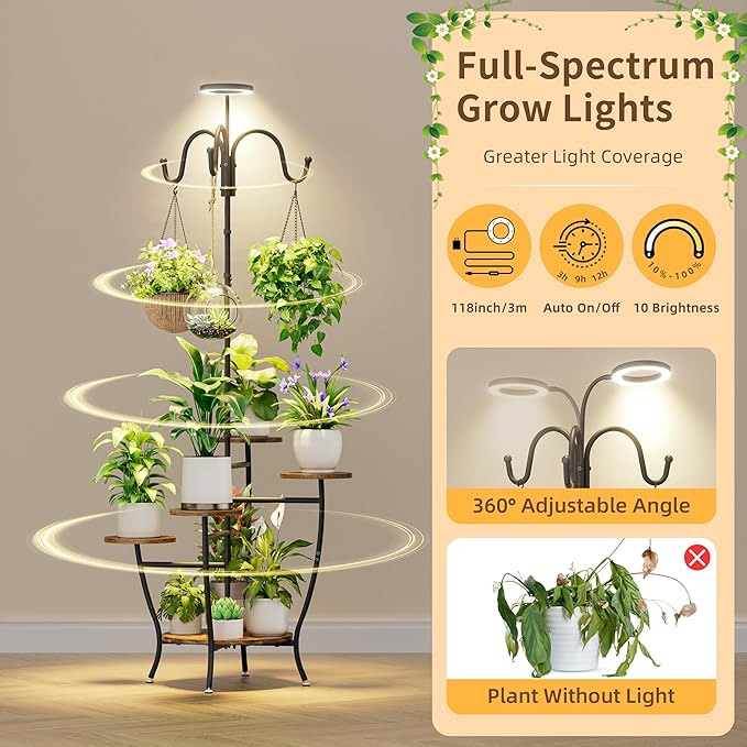 Plant Stand Indoor with Grow Light - Image 3