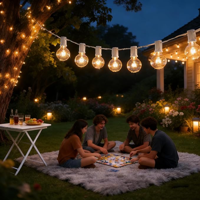 Abeja 25FT Outdoor White String Lights, G40 Globe Patio Lights - Image 6