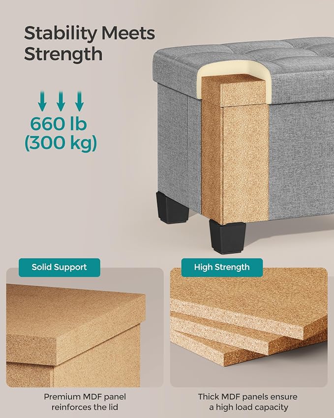 SONGMICS Storage Ottoman, Small Ottoman Foot Rest - Image 4