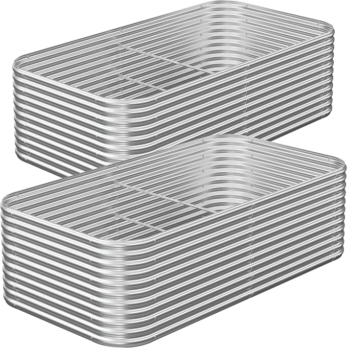 2 Pack Tall 6x3FT Raised Beds for Gardening, Corrugated Galvanized Steel Raised by OZMSHF