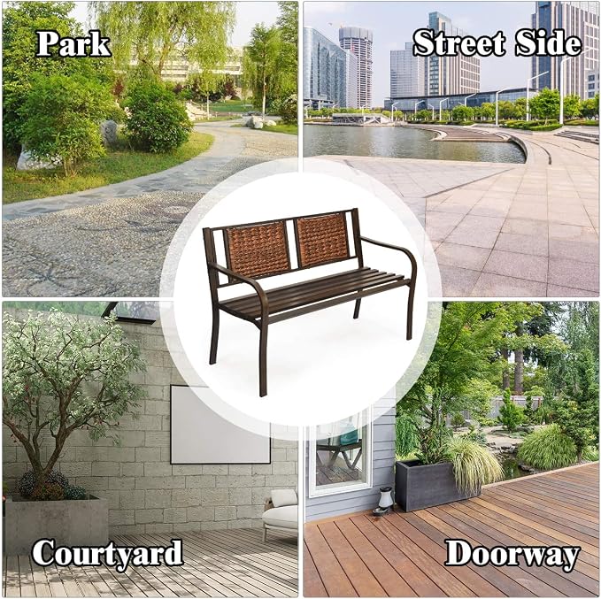 S AFSTAR Outdoor Garden Bench, Polyethylene, 50.5 in Width, 2 Adults - Image 7