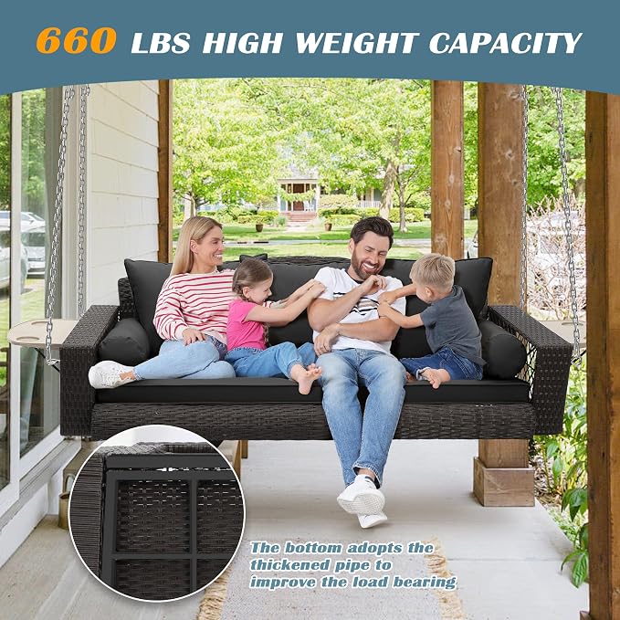 Outdoor Wicker Patio Porch Swing - Image 5