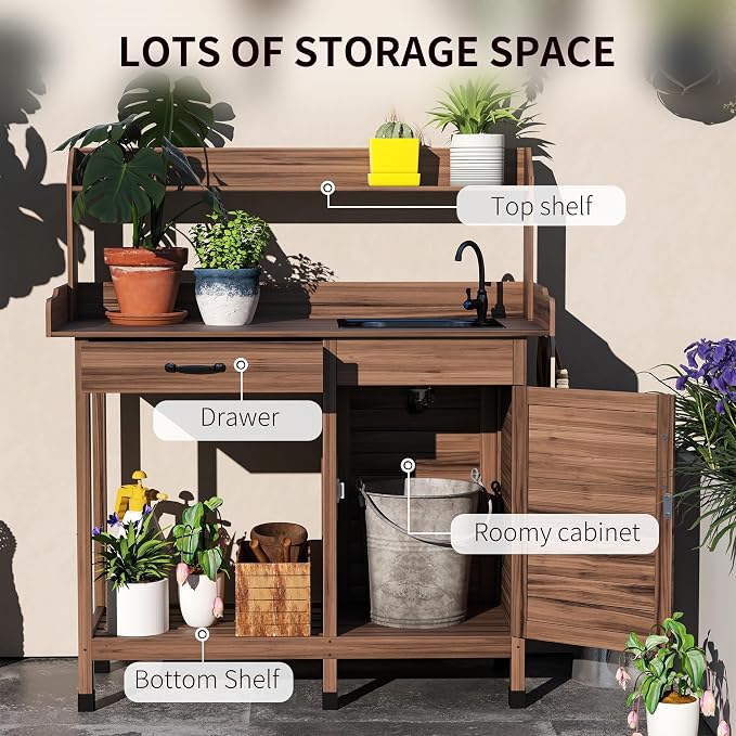 Outsunny Potting Bench Table - Image 3