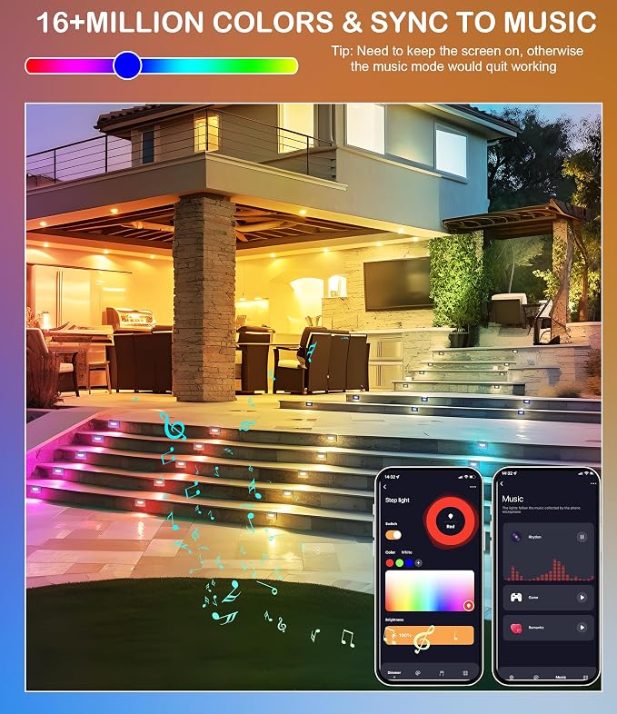 CLOUDY BAY 120V Indoor Outdoor Smart LED Step Lights, RGBCW Color Changing - Image 3