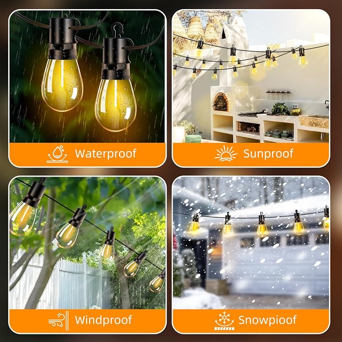 Outdoor Patio String Lights 150ft: S14 LED Shatterproof Bulbs 3 Modes Button - Image 5