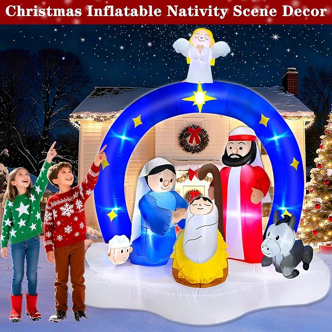 7 FT Tall Christmas Inflatables Nativity Scene - Image 2