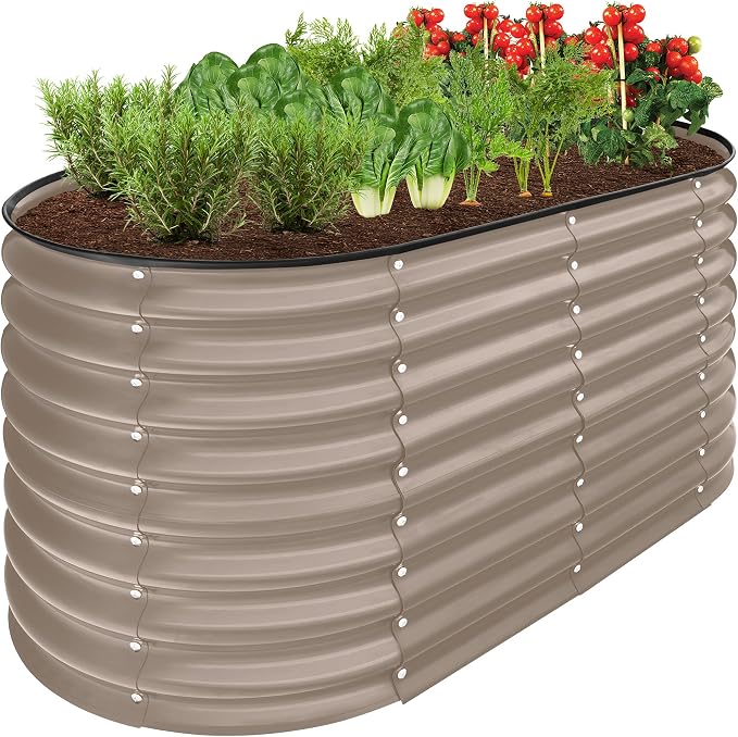 Best Choice Products 4x2x2ft Outdoor Metal Raised Garden Bed, Oval Deep Root by BestChoiceProducts