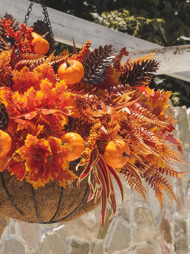 13pcs Outdoor Artificial Maple Leaf Pumpkin Branch - Image 4