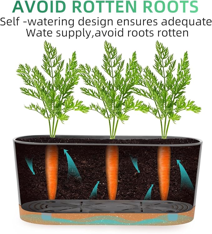 QCQHDU 16" L x 7.6" W x 7" H Window Planter Box, 2 Pack Self Watering Pots - Image 4