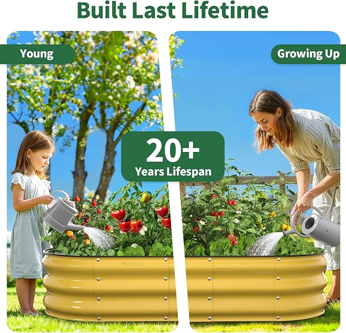 Kesfitt Raised Garden Bed, Oval Open-Bottom Design, 12-Inch Deep - Image 9