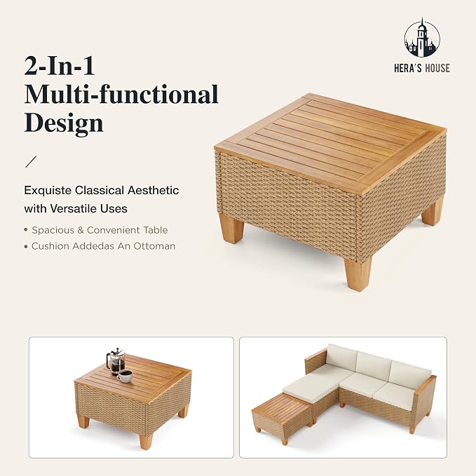 HERA'S HOUSE Small Patio Furniture Set, 3 Pieces Wicker Outdoor Sectional Sets - Image 7