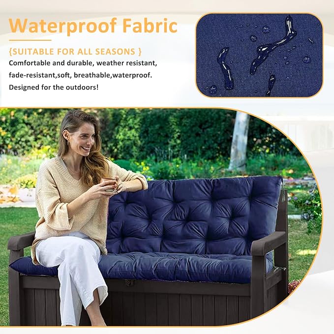 Swing Replacement Cushions for Outdoor: 2-3 Seater Waterproof Porch Bench - Image 6