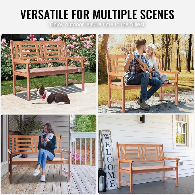 VEVOR Wood Outdoor Bench, 2-Person Garden Bench - Image 8