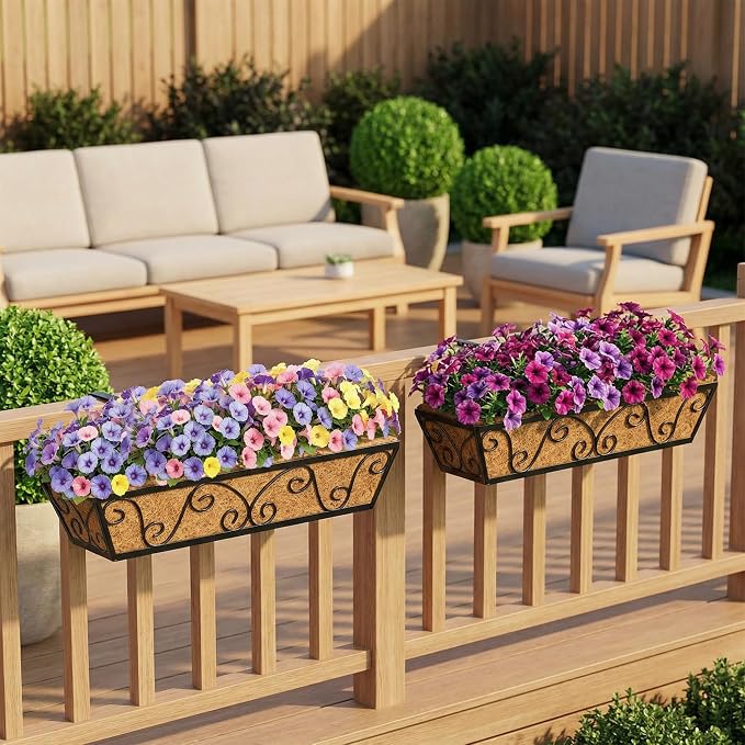 4pcs 24 Inch Window Deck with Coco Liner, Metal Hanging Flower Planter Window - Image 6