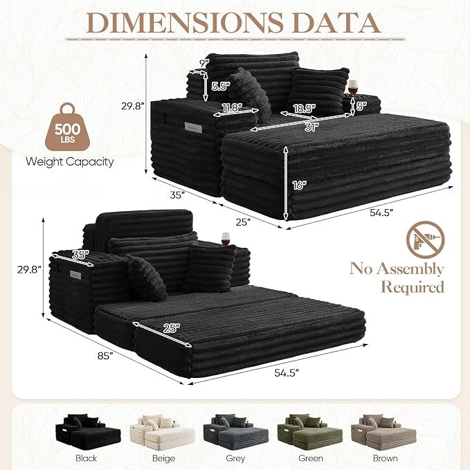 5-In-1 Oversized Chaise Lounge Chair Indoor - Image 2