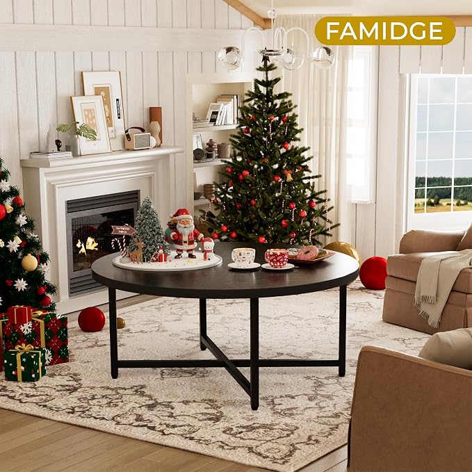 Coffee Table, 31.5" Black Round Coffee Table - Image 2