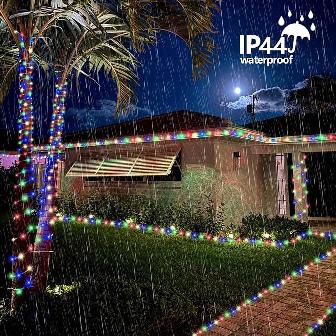 QITONG Multicolor Solar Rope Lights, 2 Pack Each 33ft 100 LED Trampoline Lights - Image 4