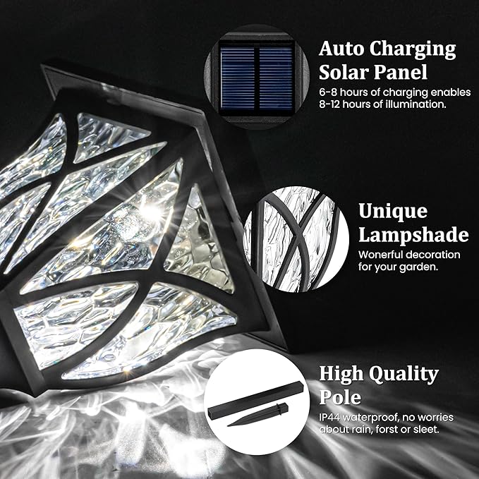 GIGALUMI 6 Pack Solar Lights Outdoor Waterproof, LED Solar Garden Lights - Image 4
