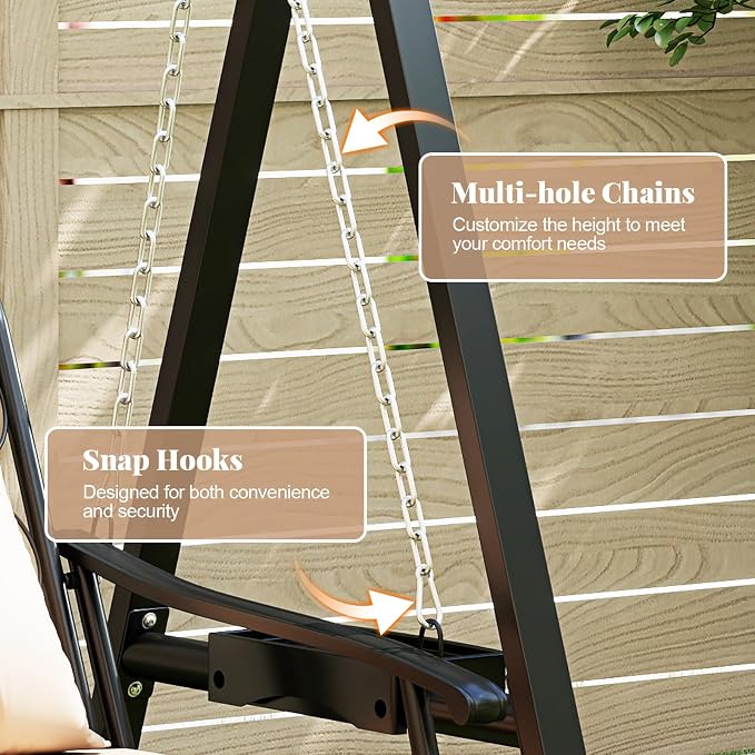 Tangkula Porch Swing with Stand, Outdoor Patio Swing with Heavy-Duty Metal Frame - Image 8
