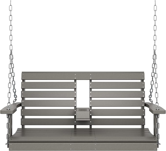 KINGYES Outdoor Hanging Porch Swing, 2 Seat Patio Chair - Image 9
