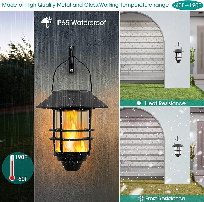 Solar Hanging Lantern Outdoor, Flickering Flames Outdoor Lights, Solar Lights - Image 4