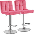 Yaheetech Pink Bar Stools Set of 2, Adjustable Velvet Barstools, Modern Counter by Yaheetech