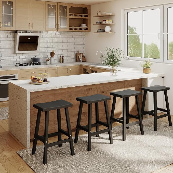 Bar Stools Set of 4, Waterproof UV-Resistant, Durable Resin Kitchen Island - Image 6