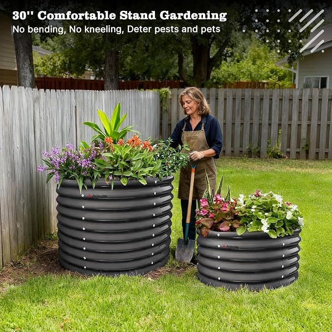 A ANLEOLIFE Set of 6, 30 Inch Extra Tall Galvanized Raised Garden Beds Kit - Image 6