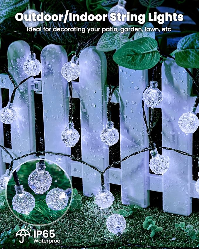 Brightown Solar String Lights Outdoor 60 Led 35.6 Feet 8 Lighting Modes Globe - Image 7