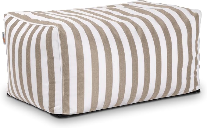Jaxx Leon Outdoor Bean Bag Ottoman, Taupe Striped by Jaxx