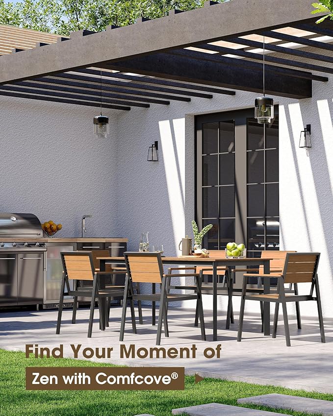 Outdoor Patio Dining Table, Aluminum & HDPS Outdoor Table - Image 6