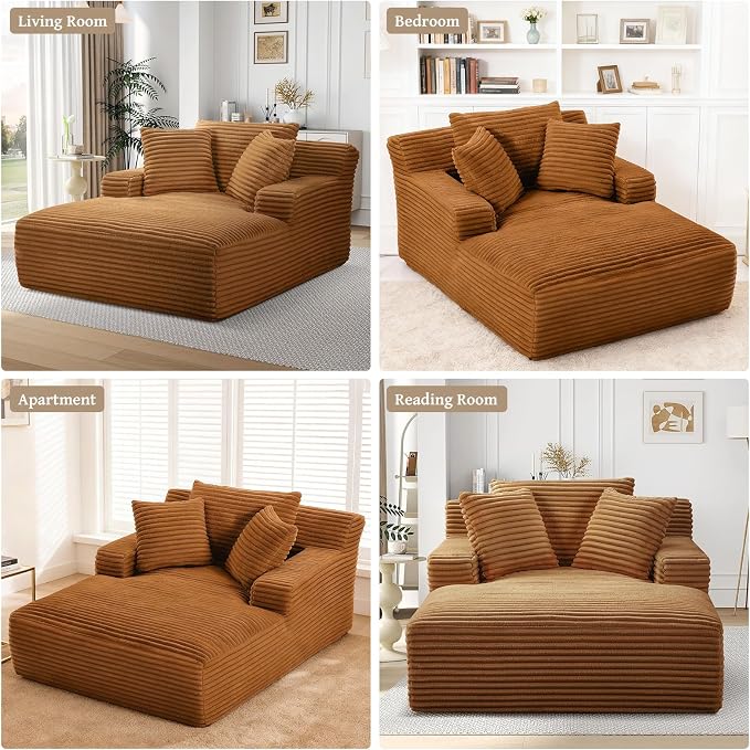66" Chaise Lounge Chair Indoor, Oversized Boneless Couch Comfy Upholstered - Image 7