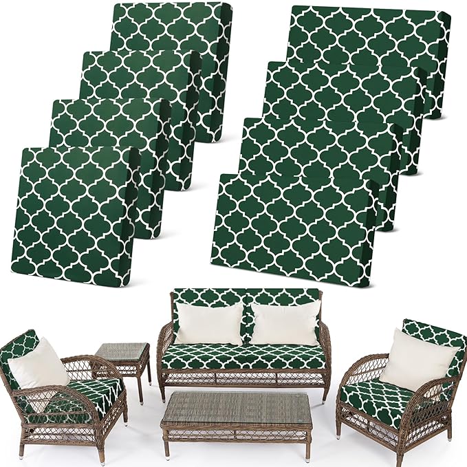 Newwiee 8 Pcs Stretch Patio Outdoor Cushion Covers Waterproof Replacement Sofa by Newwiee